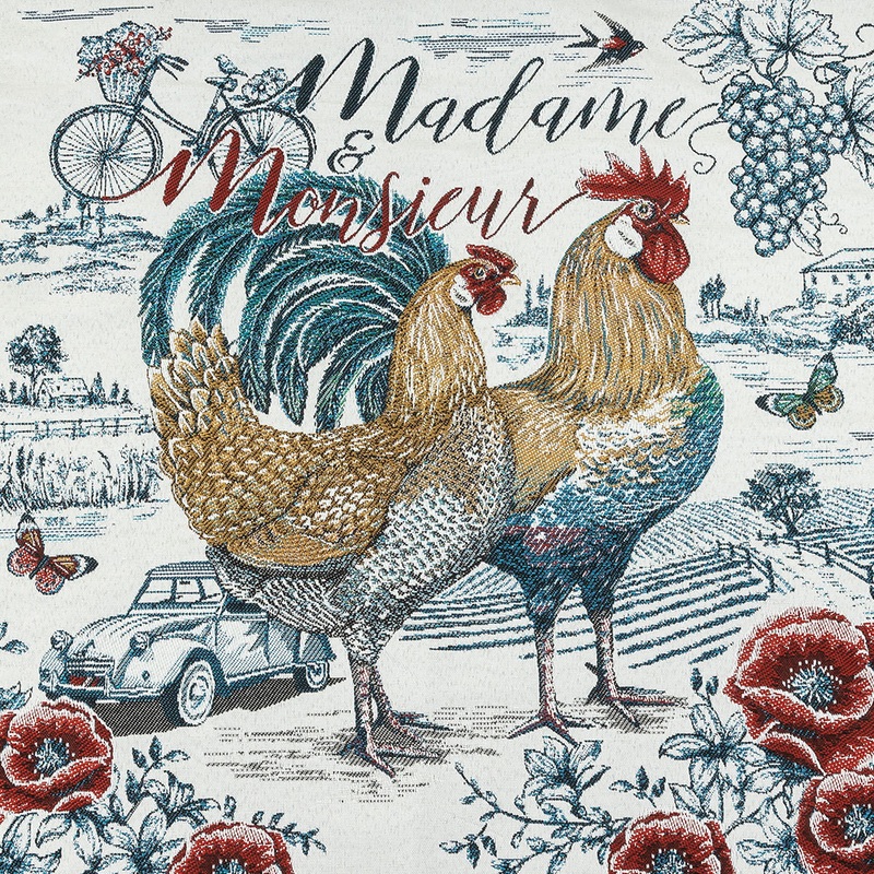 French Bleu Madame and Monsieur Oversized Square Patch – 18.875″