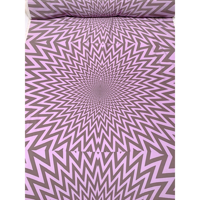 Hypnotic Chevron Star Matte-Side Printed Silk Charmeuse Panel – Lavender / Grey Fabric by the Panel