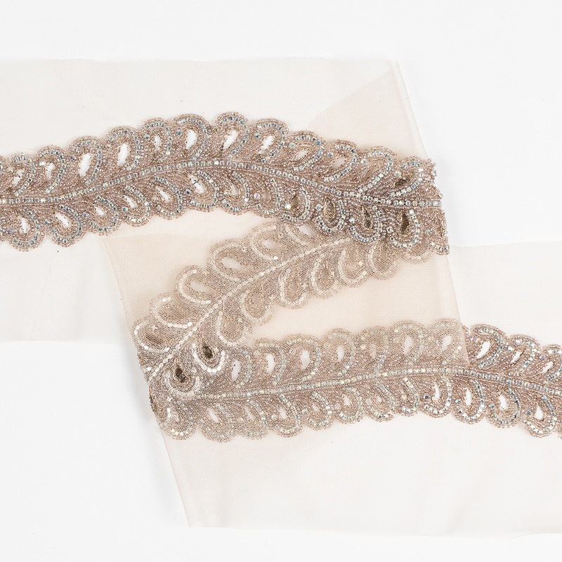 Iridescent Fancy Beaded Rhinestone Trim – 2″