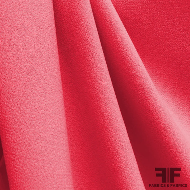 Italian Double Faced Wool Crepe – Bright Pink Fabric by the Yard