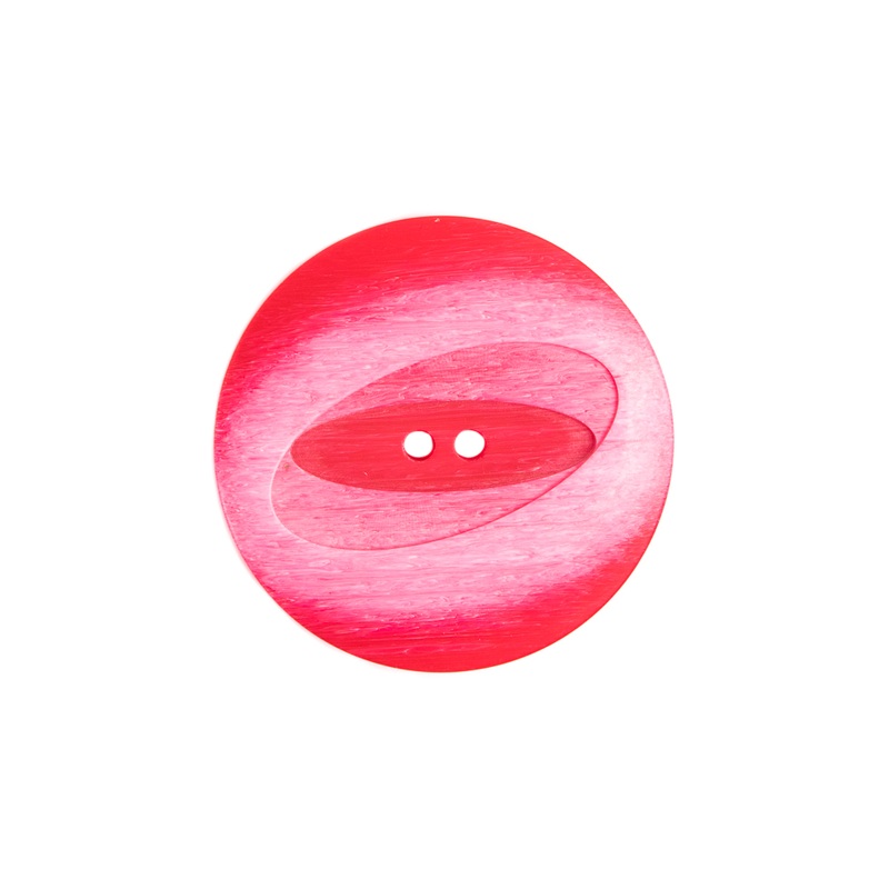 Plastic 2-Hole Button Made in Italy – 36L/23mm – Red and Pink Woodgrain with Ovals