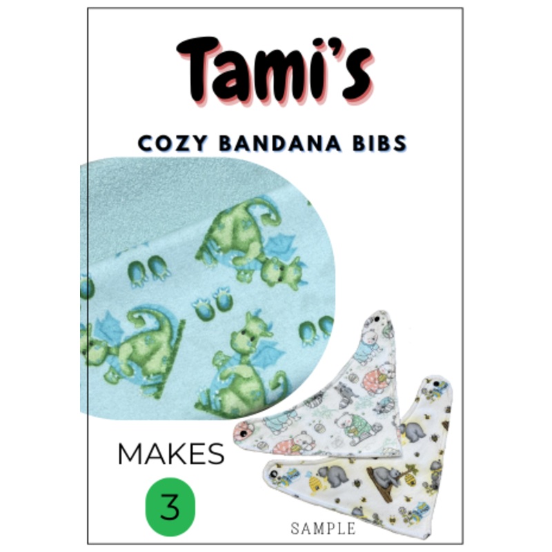 Tami’s Cozy Bandana Bibs – Makes 3 – Dragons & Aqua – Includes Pattern