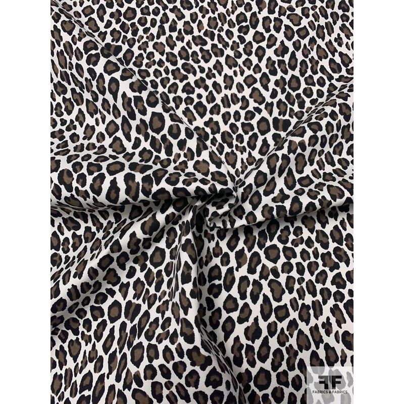 Animal Printed Cotton Twill – Black / White / Brown Fabric by the Yard