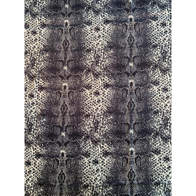 Reptile Pattern Printed Heavy Double-Face Silk Charmeuse – Black / White / Grey Fabric by the Yard