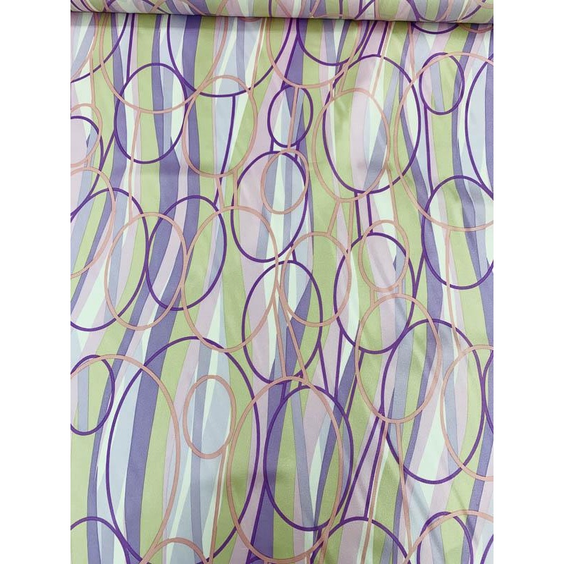 Rings and Waves Printed Fine Silk Twill – Lavender / Lilac / Pink / Taupe Fabric by the Yard
