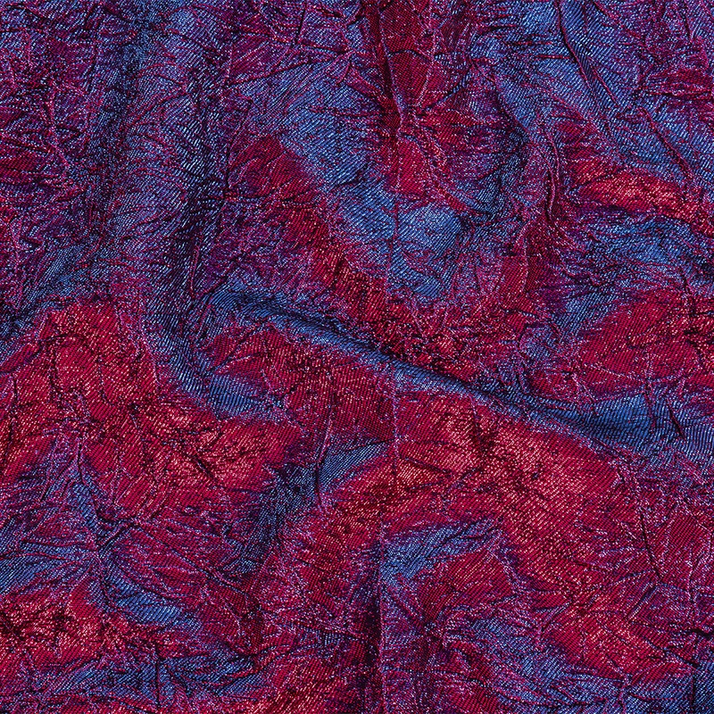 Astrolabe Metallic Berry Gloss and Ultramarine Crinkled Luxury Brocade with Black Backing