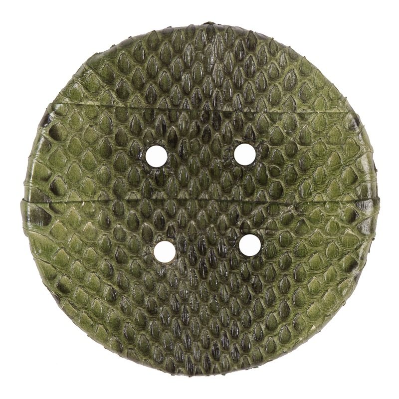 Garden Green Snakeskin Covered 4-Hole Button – 96L/61mm