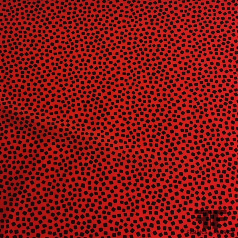Italian Polka Dot Silk Crepe de Chine – Red/Black Fabric by the Yard