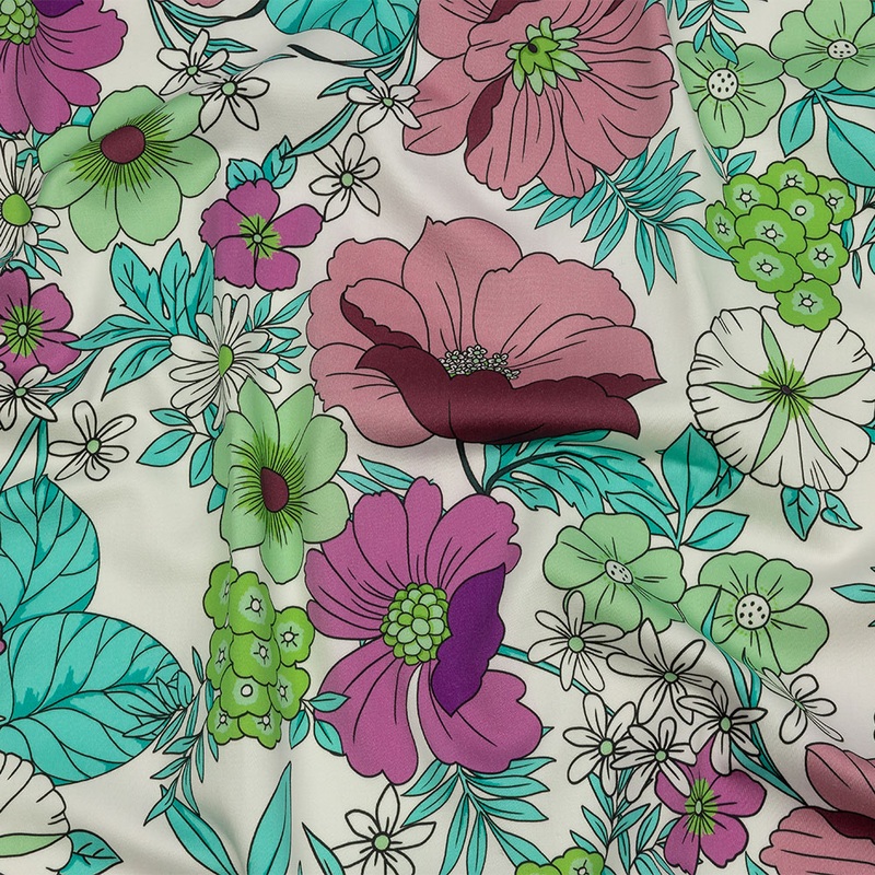 Mood Exclusive Purple Springing Up Stretch Cotton Sateen