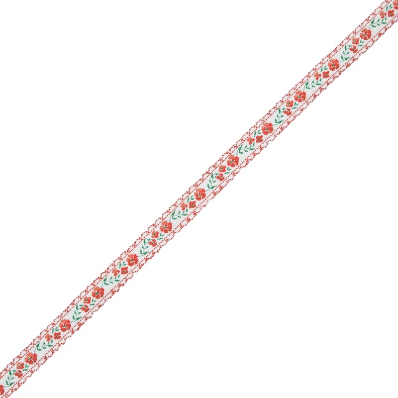 Orange Floral German Jacquard Ribbon – 0.5″