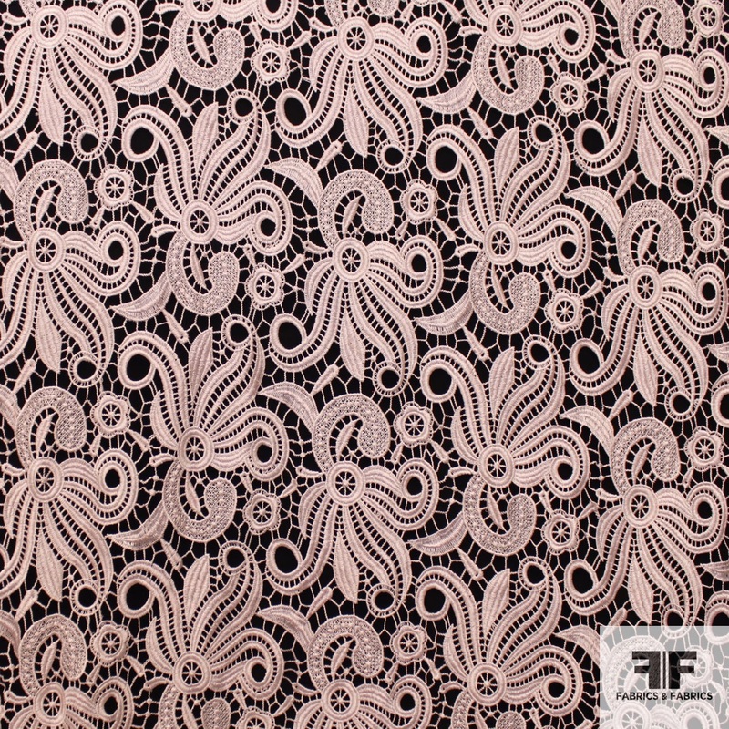 Abstract Floral Guipure Lace – Baby Pink Fabric by the Yard