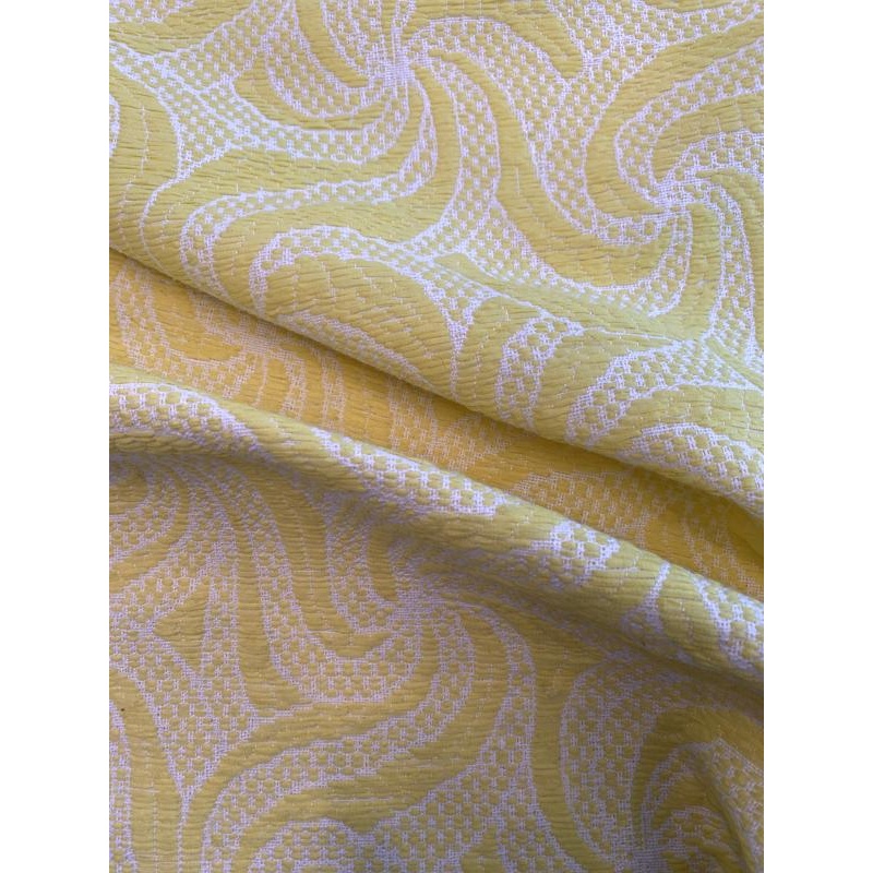 French Woven Swirl Pattern Suiting – Yellow / Off-White Fabric by the Yard