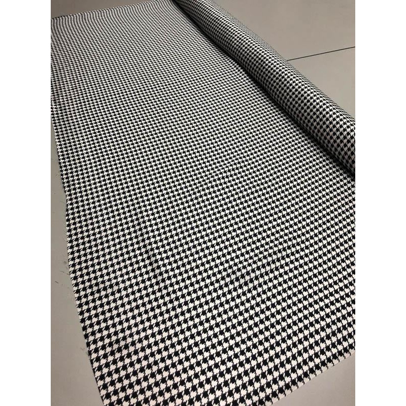 Houndstooth Silk Charmeuse – Black / White Fabric by the Yard