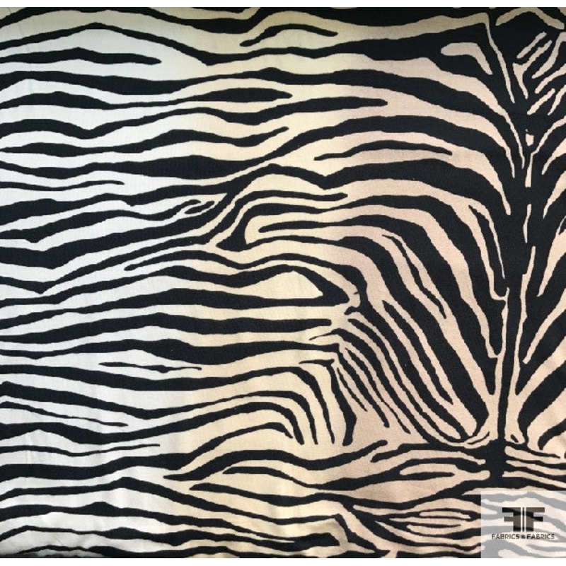 Italian Tiger Ombr Printed Stretch Rayon Jersey Knit – Black/White/Brown Fabric by the Yard