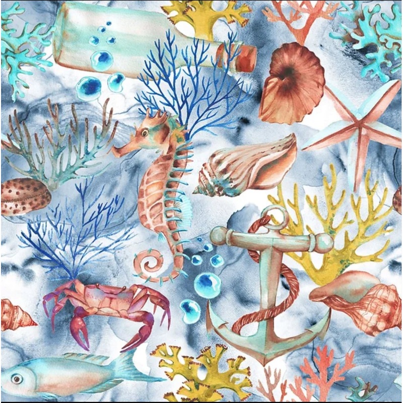 Printed Mini Matt Seahorse Per Met