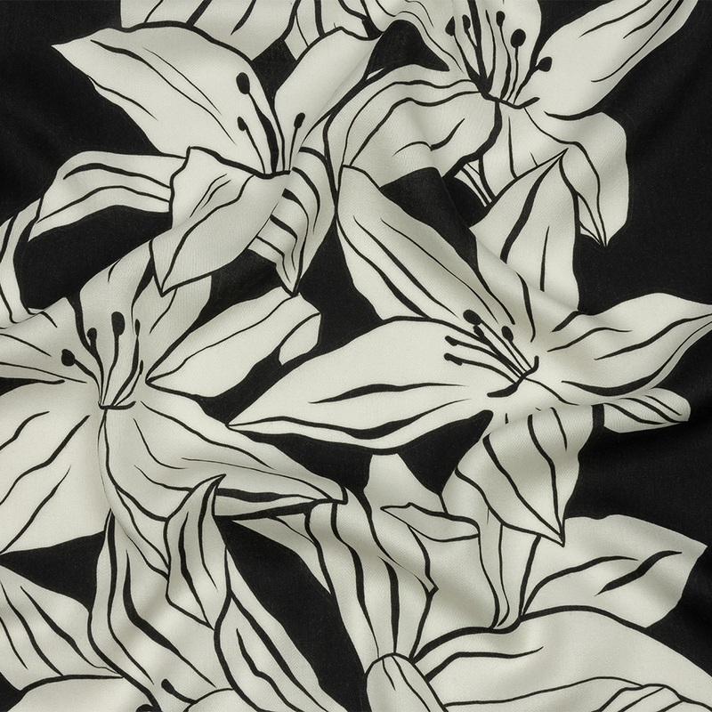 Rayon Challis – Black Floral – Central Park Spring Print – Mood Exclusive Metro Collection