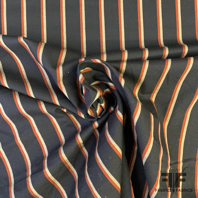 Striped Cotton Twill – Navy/Red/White Fabric by the Yard