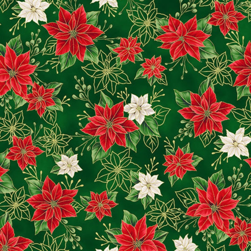 Blooming Holidays / Small Poinsettias in Hunter & Gold
