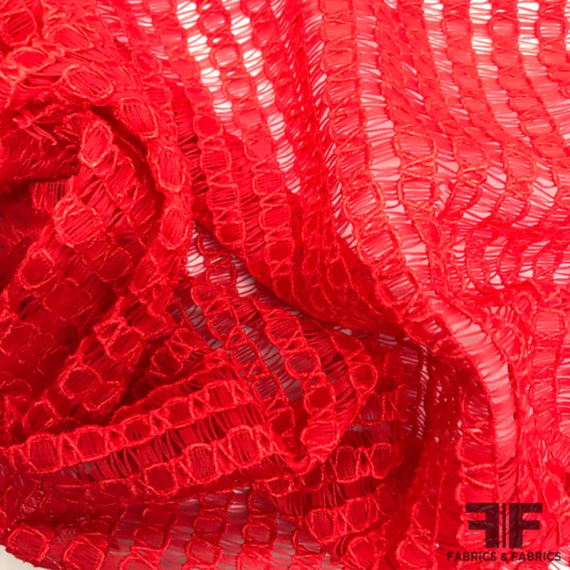 French Novelty Corded Lace – Red Fabric by the Yard