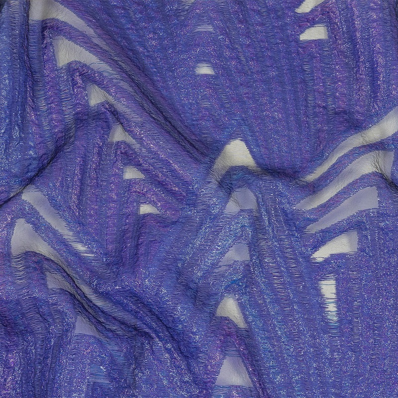 Metallic Blue and Purple Abstract Sheer Luxury Burnout Brocade