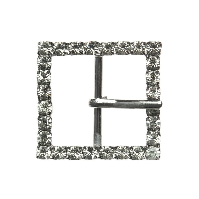 Swarovski Black Diamond and Gunmetal Square Rhinestone Buckle – 1.375″
