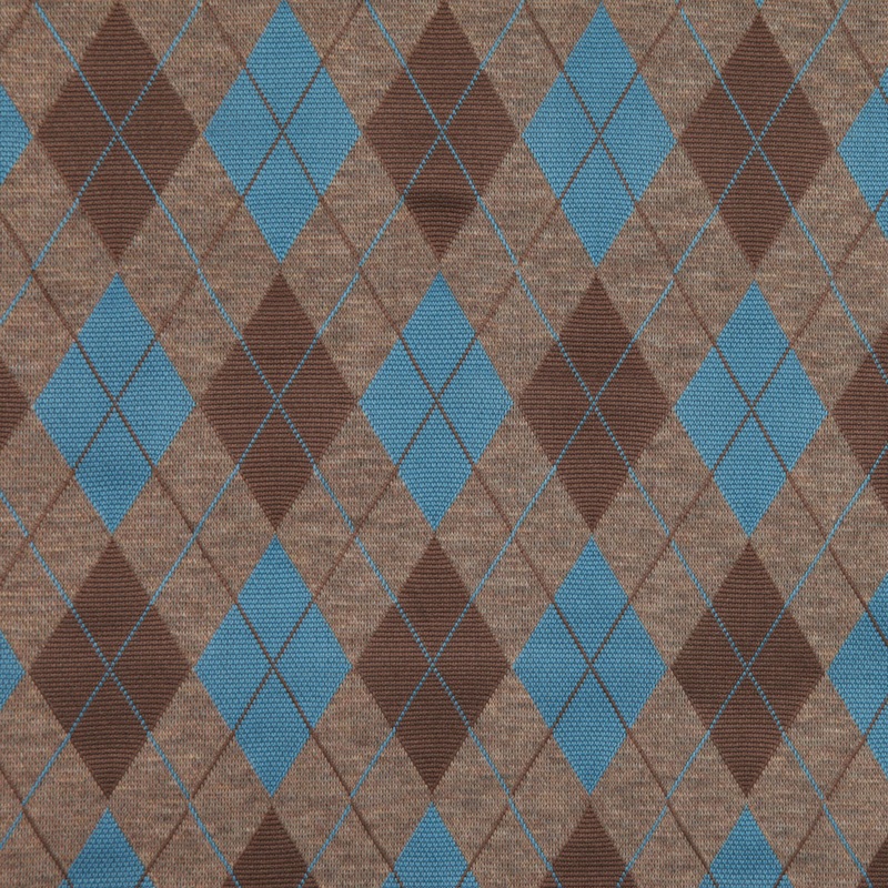 Brown/Taupe/Turquoise Argyle Cotton-Blend Knit