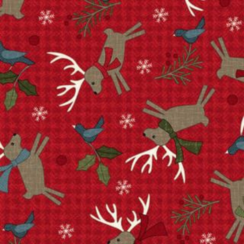 Holly Jolly Flannel  –  Deer – Red – MASF10893-R