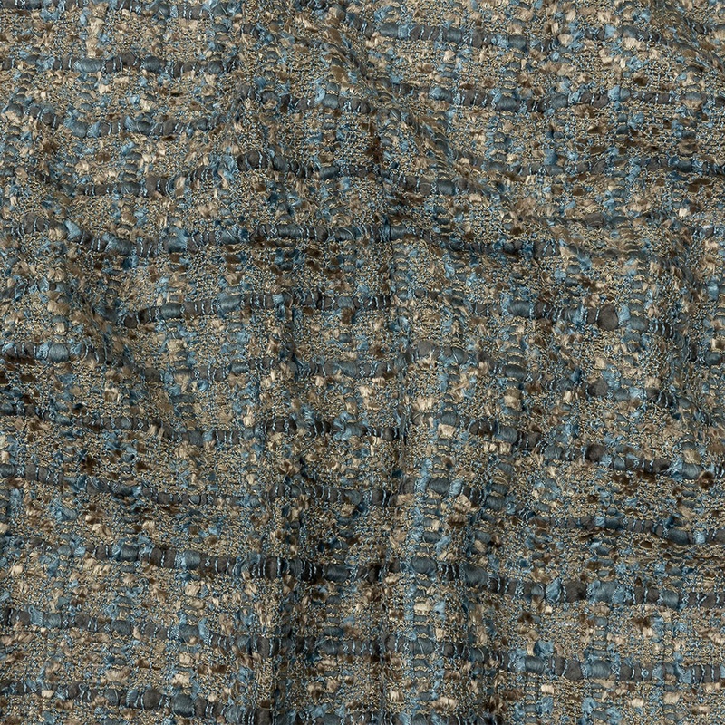 Viscose and Acrylic Chenille Tweed – Taupe and Blue Metallic – Newcastle Collection