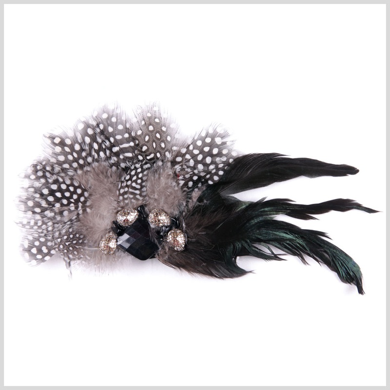 Black/White Feather Brooch