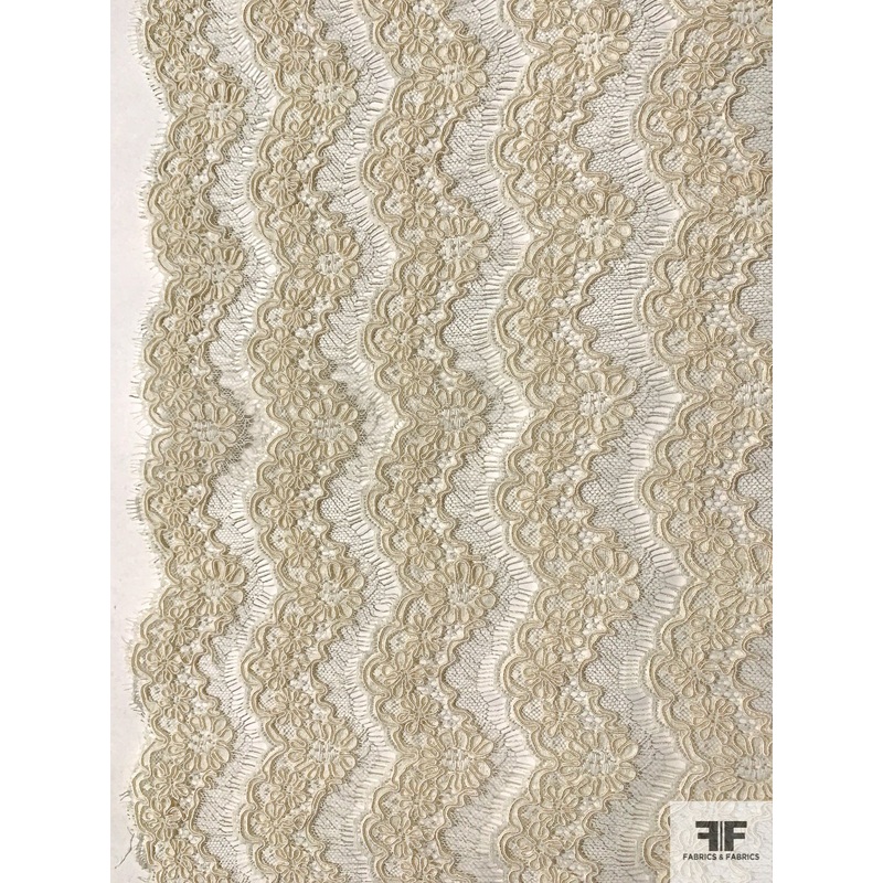 French Alenon Lace – Ivory Fabric by the Yard