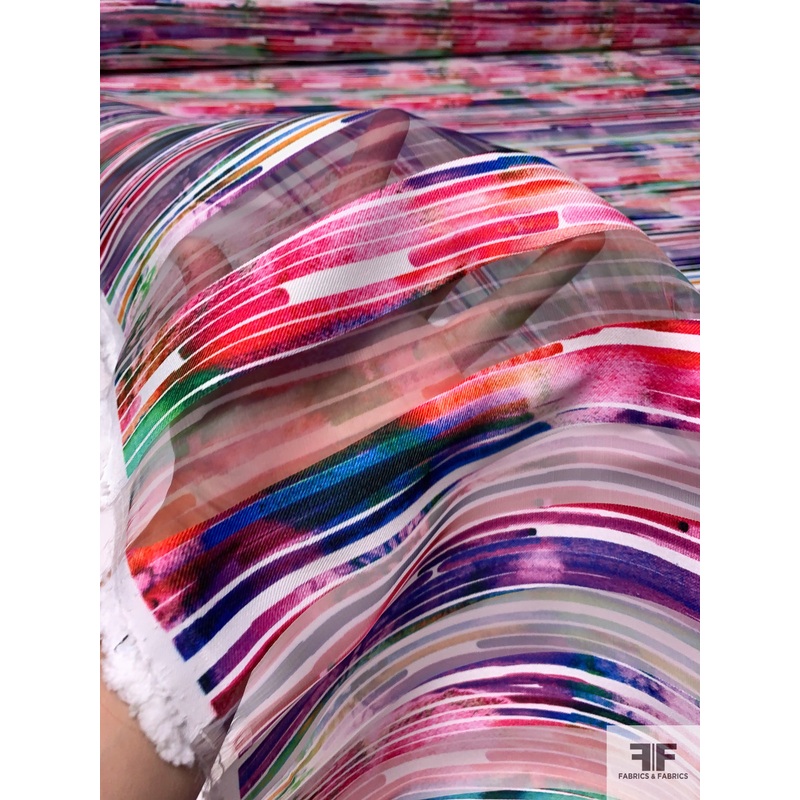 Italian Abstract Printed Cut Polyester Organza Novelty – Multicolor Fabric by the Yard