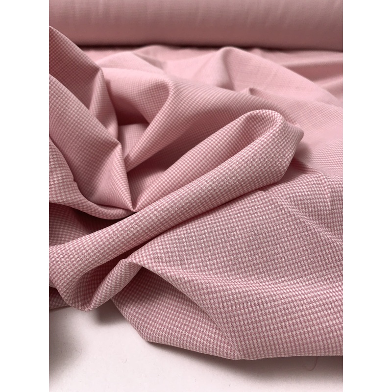 Made in England Mini Houndstooth Wool Suiting – Dusty Rose / Ivory Fabric by the Yard