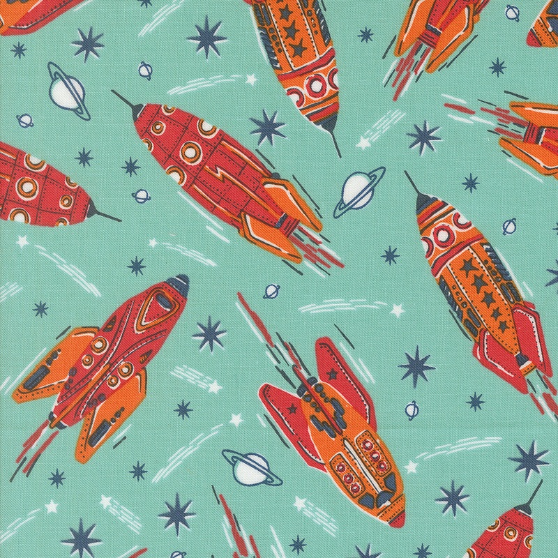 321 Blast Off / Vintage Rockets in Blue Nebula