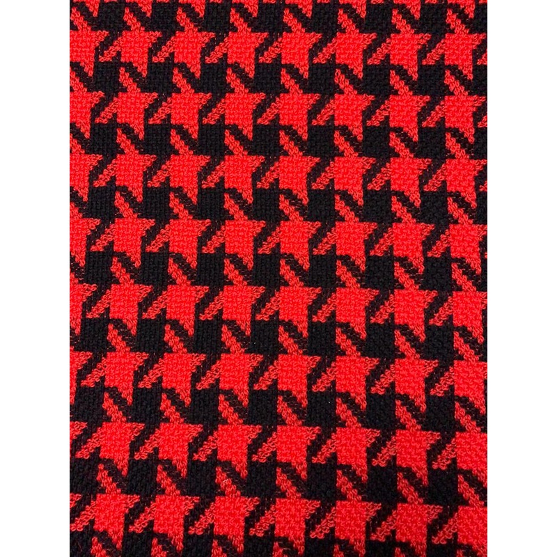 Italian Houndstooth Wool Tweed – Red / Black Fabric by the Yard