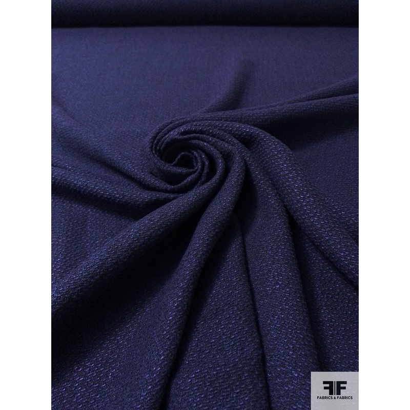 Italian Spring Tweed Suiting – Navy / Purple / Black Fabric by the Yard