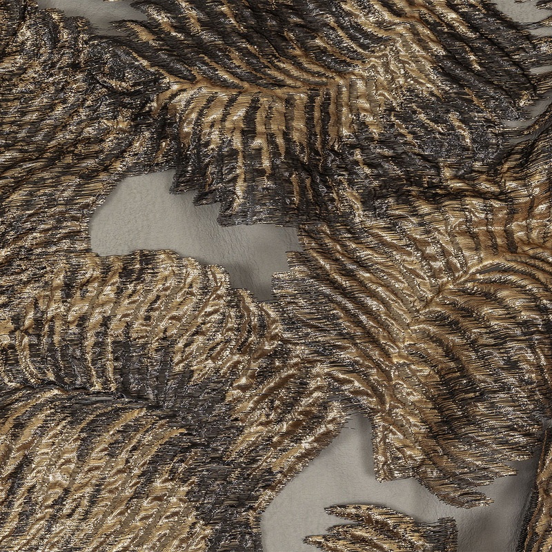 Metallic Gold and Black Leafy Luxury Burnout Brocade