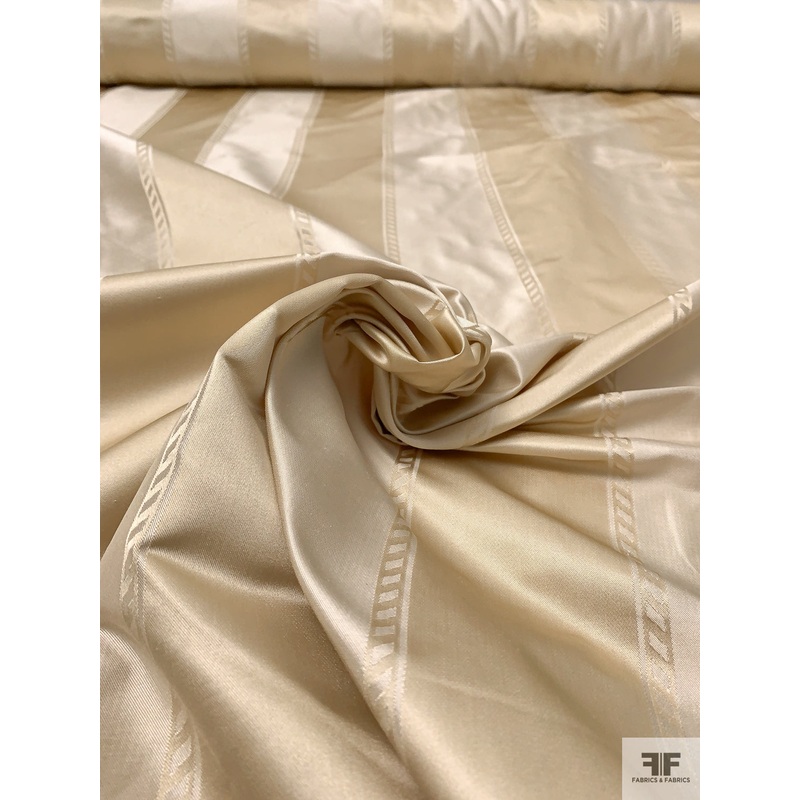 Reversible Striped Jacquard Silk Satin – Champagne Fabric by the Yard