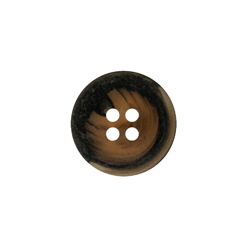 Sepia and Shale Swirls Low Convex Plastic 4-Hole Button – 28L/18mm