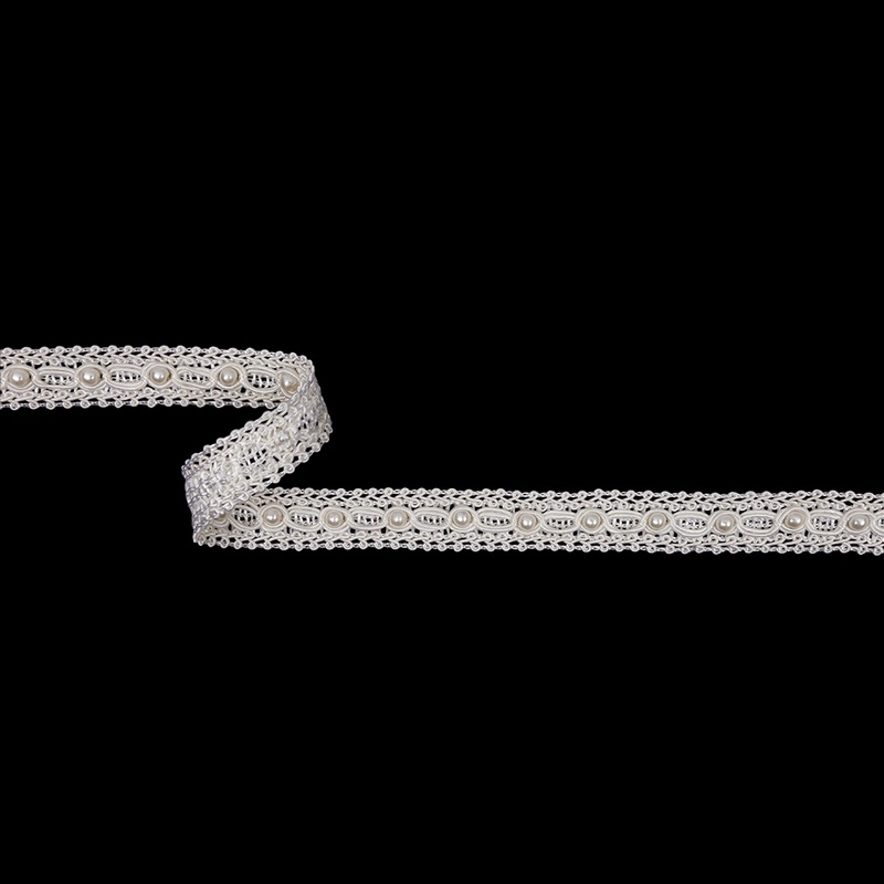 Vintage Pearl Gimp Braided Trim with Pearl Accents – 0.625″