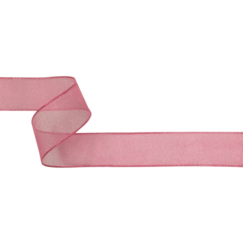 Hot Pink Shimmering Organza Ribbon with Woven Edges – 1.125″