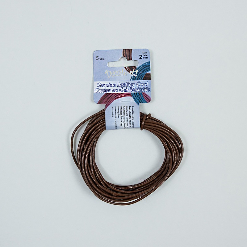 Dazzle-It Brown Genuine Leather Cord – 2mm