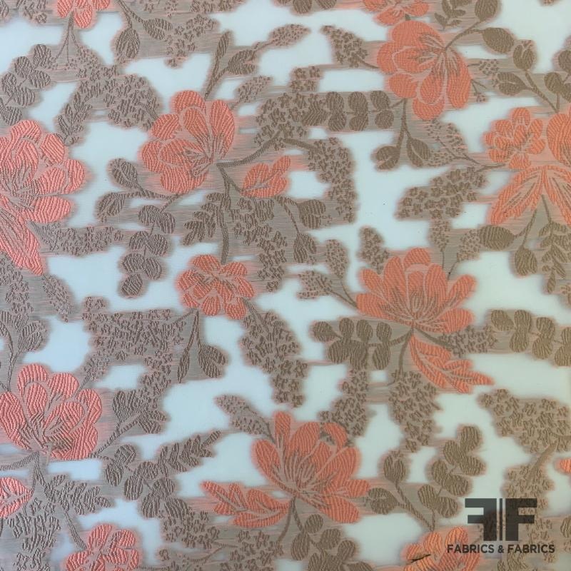 Floral Burnout Organza – Blush/Taupe Fabric by the Yard