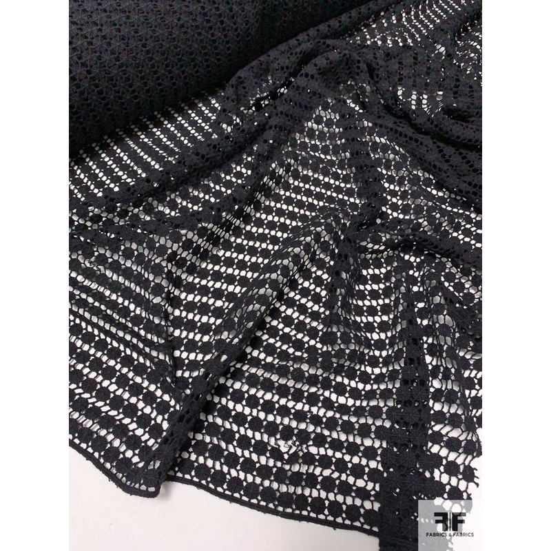 Linear Circles Guipure Lace – Black Fabric by the Yard