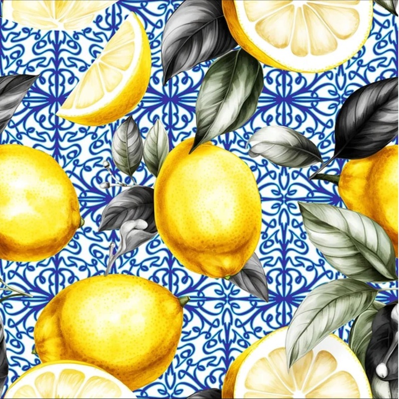 Printed Mini Matt Mediterranean Lemons Per Met