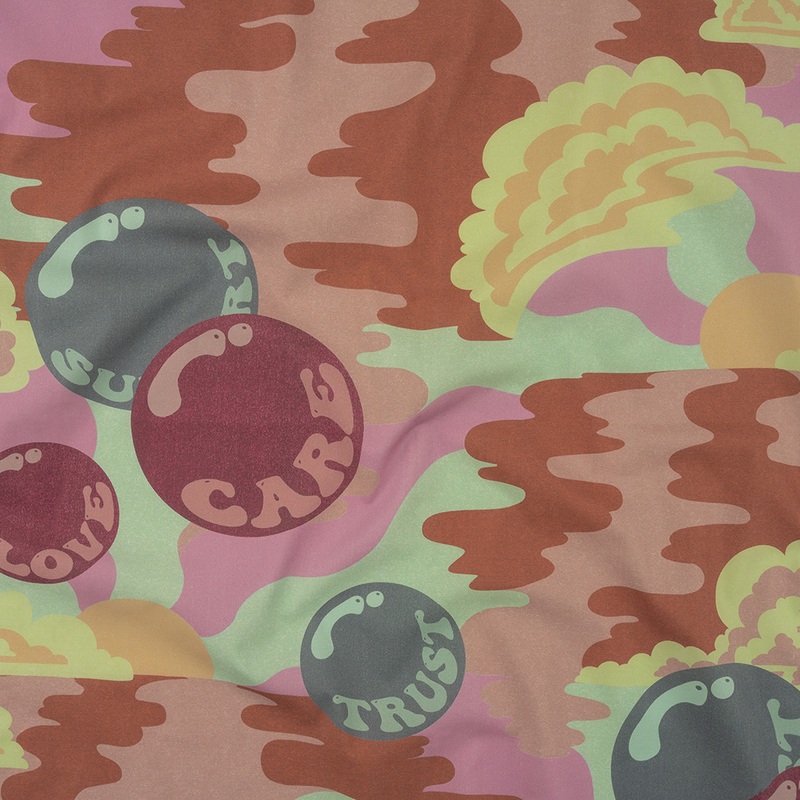 Stretch Cotton Poplin Print – Pink and Yellow Clouds and Bubbles – Mood Exclusive Buttoned Up