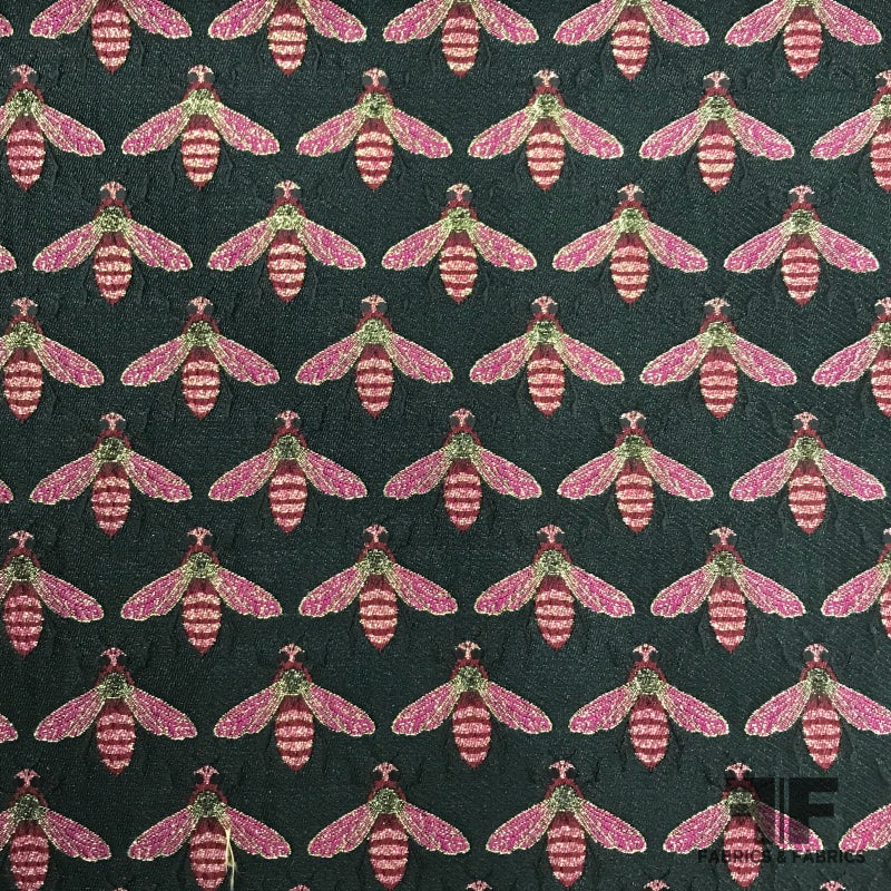 Bumble Bee Metallic Brocade – Black / Purple Fabric by the Yard