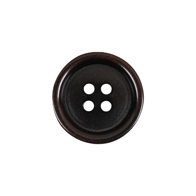 Dark Brown Rolled Rim 4-Hole Plastic Button – 32L/20mm