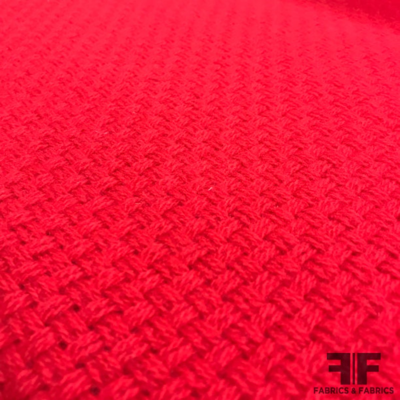 Heavy Wool Basketweave Coating – Red Fabric by the Yard