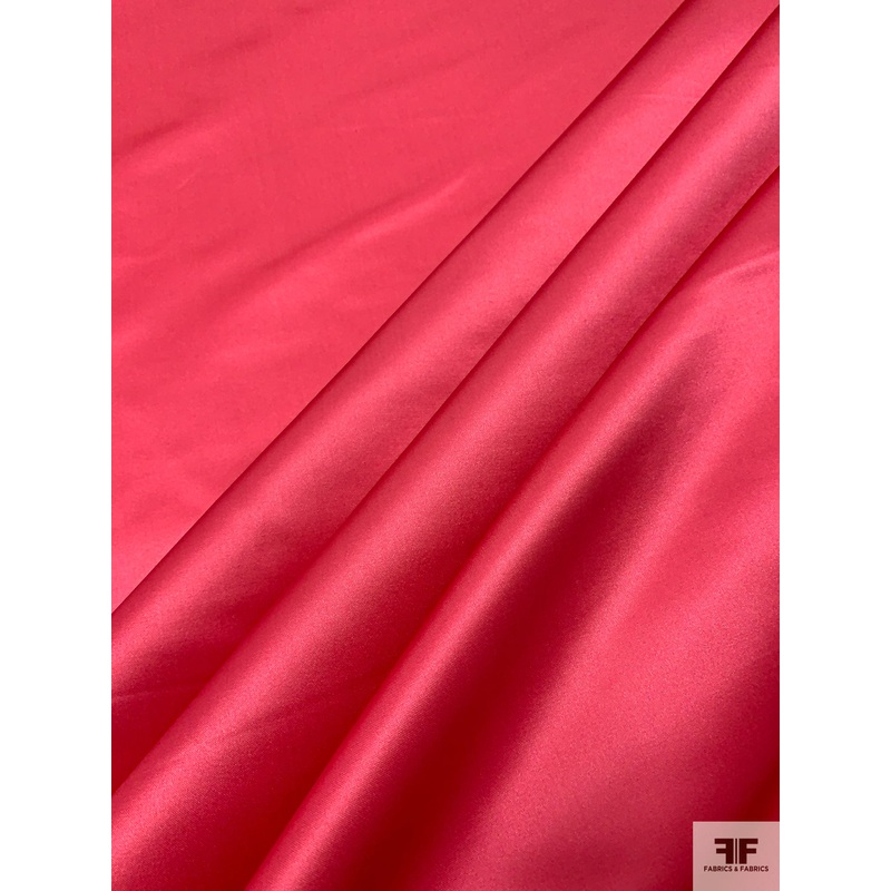 Made in Japan Solid Silk-Rayon Duchess Satin – Deep Coral Pink Fabric by the Yard