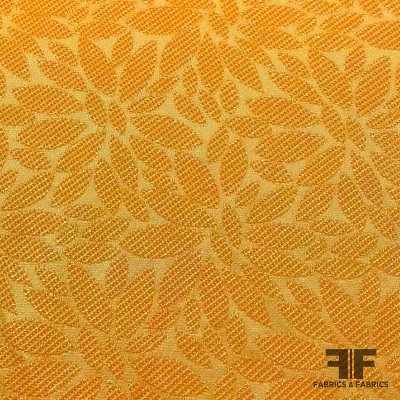 Italian Floral Textured Brocade – Orange Fabric by the Yard